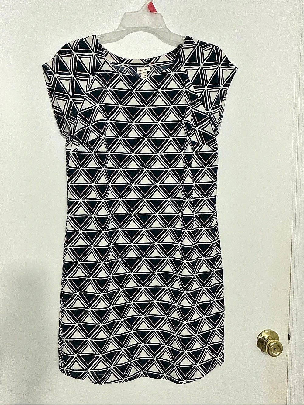 Merona Geometric Mini Dress dark blue & White Small Like New